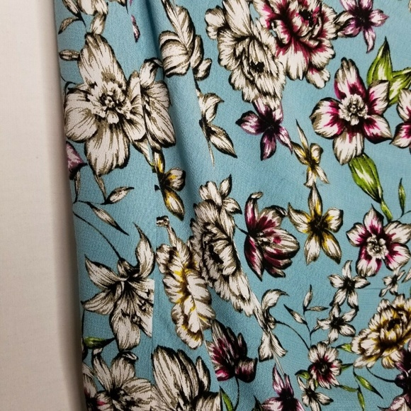 GUESS Blue Floral Dotty Ruched Ruffle Zip-Detail - Picture 2 of 8